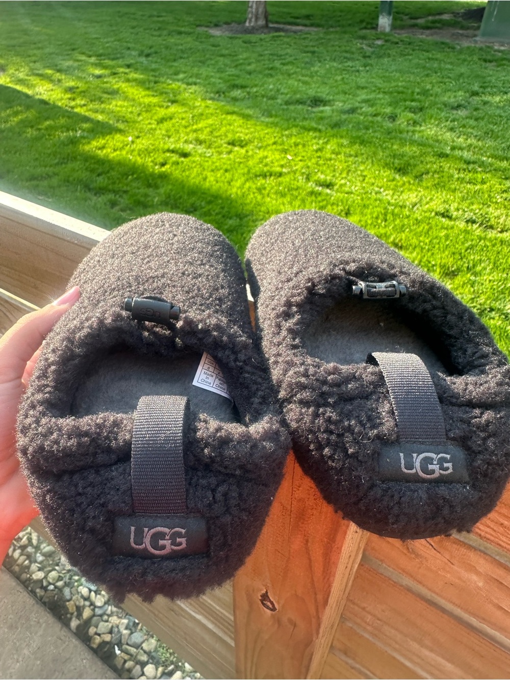 UGG Black Cozy Shearling Slip-On Clogs